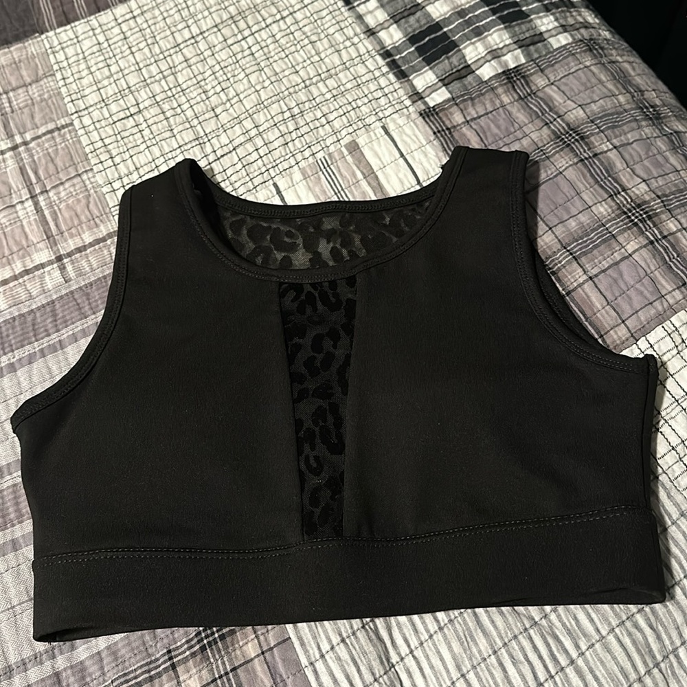 Jessica Simpson black leopard lace workout sports bra size small
